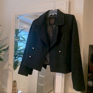 The Limited Wool Blend Black Pea Coat